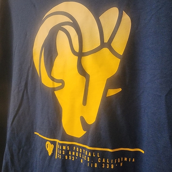 NFL Los Angeles LA Rams Football Blue Hooded Short Sleeve Shirt Mens Large - Picture 3 of 10